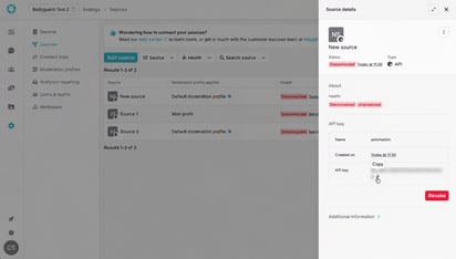 API key blurred out