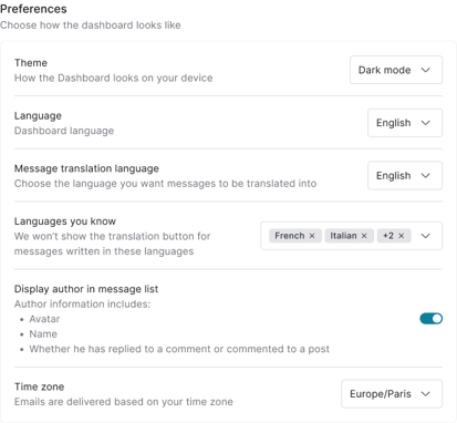 User preferences (2)